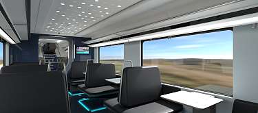 Innenaufnahme eines neuen Zuges der NAH.SH